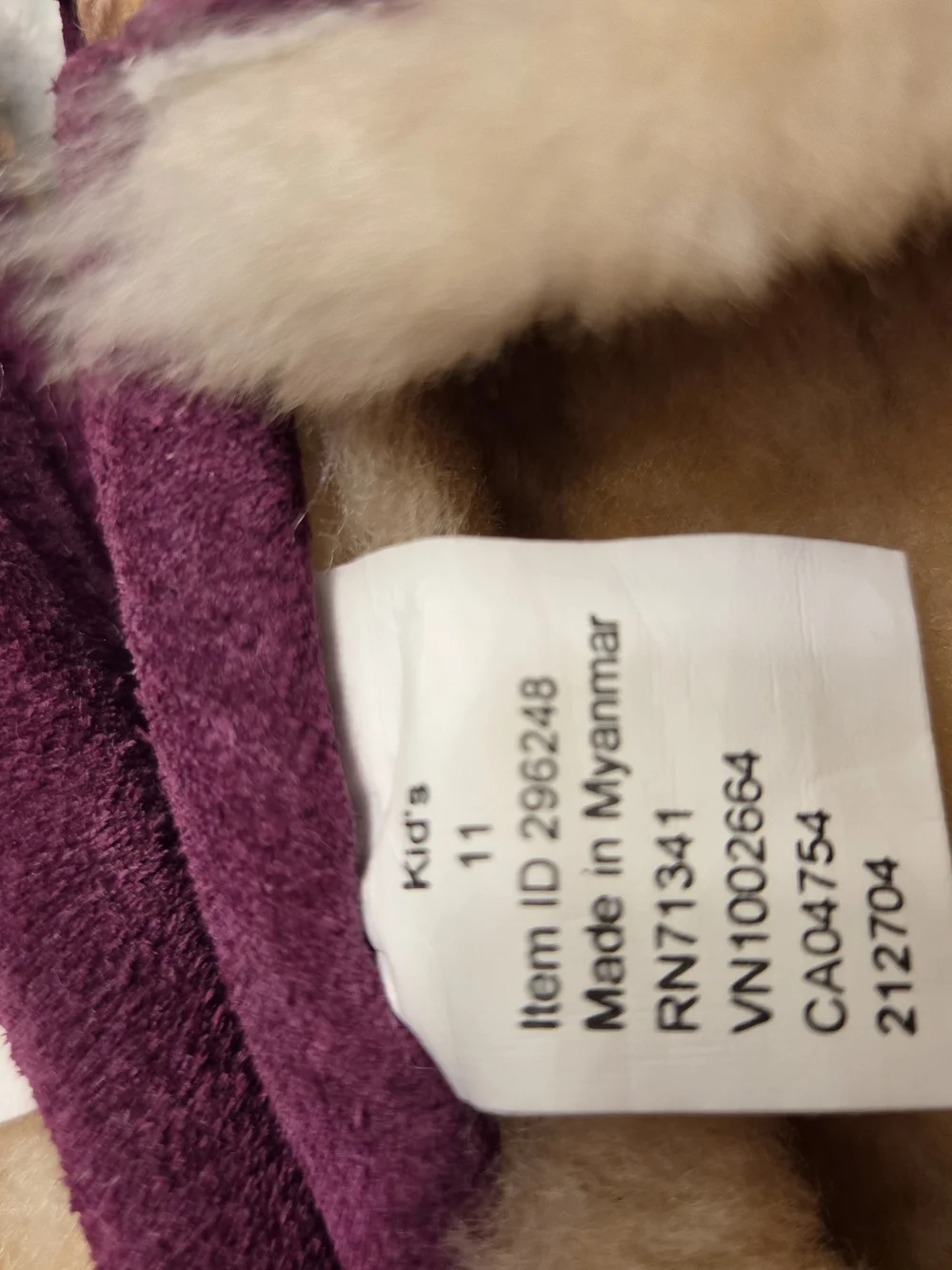 L.L. Bean Plum Suede Moccasin Slippers with Shearling Lining